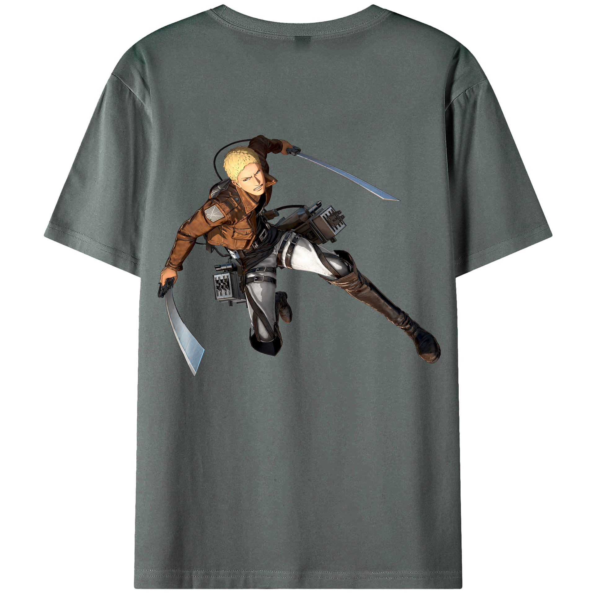 （画像用） 進撃の巨人 ライナー・ブラウン Attack on Titan Reiner Braun 綿100％ メンズ半袖Tシャツ（バックプリント） 通気性